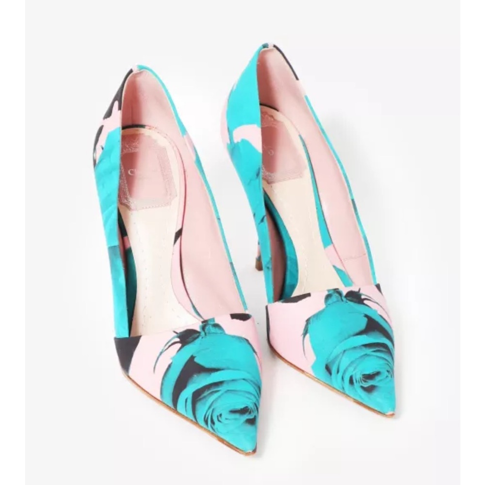 Dior Pink and Turquoise Rose Heels 36.5